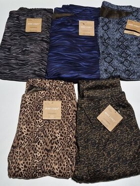Just Cozy Womens Fleece Lines Leggings Animal Print 5 Pack M/L